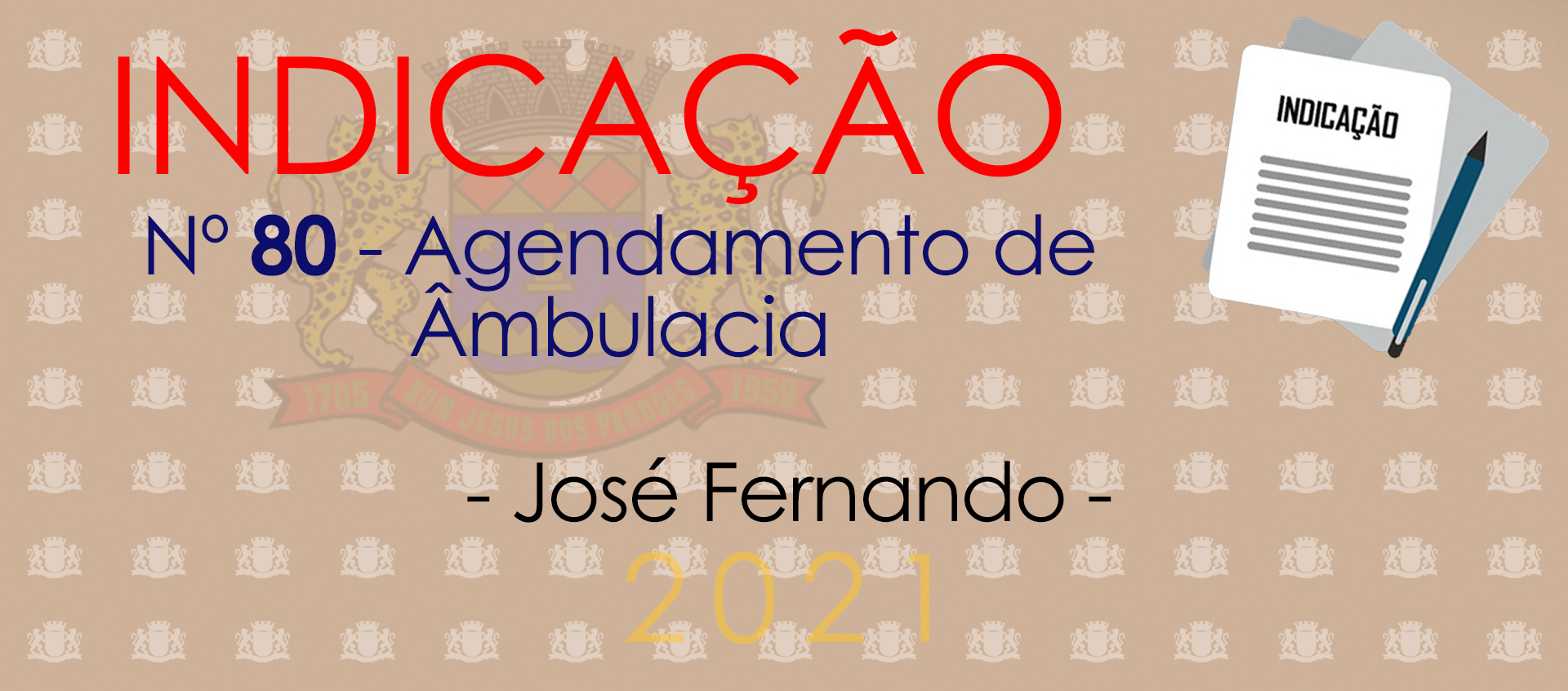Indicação 80-2021 - Agendamento de Ambulância